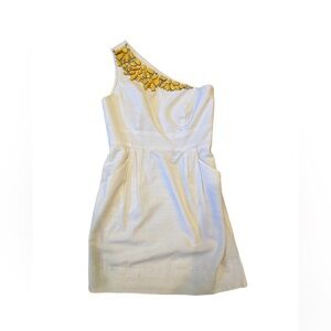 Shoshanna Jeweled One shoulder dress white size 4